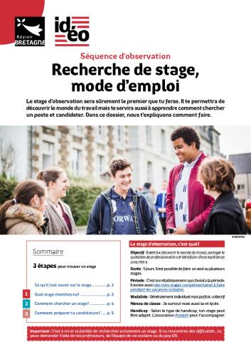 Couverture du dossier stage d&#039;observation