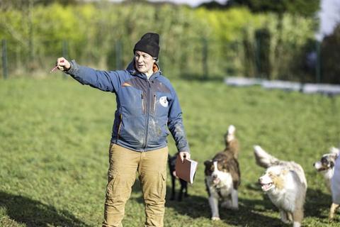 Une éducatrice canine en cours de séance